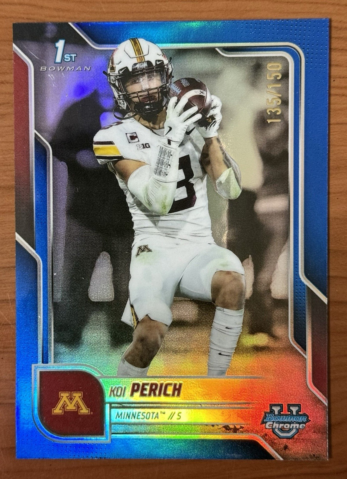 2025 1st Bowman Chrome U KOI PERICH #116 Blue Refractor SP SN 135/150 Minnesota
