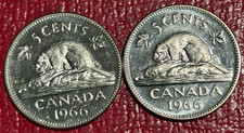 2-AU/UNC PROOF LIKE 1996 CANADIAN CANADA NICKEL 5 CENTS COINS-FEB507