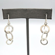 Barse Signed Sterling Silver Triple Loop Hoop...