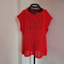 Pullunder Weste Handgestrickt Größe Gr. M/L ROT NEU Wolle Merino Kaschmir