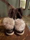 UGG Isley Waterproof Black Leather Fur Pom Pom Boots Womens Size 9.5-NIB-  — photo 1