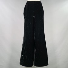 GIORGIO ARMANI Size S Black Velvet Rhinestones Side Zipper Casual Pants