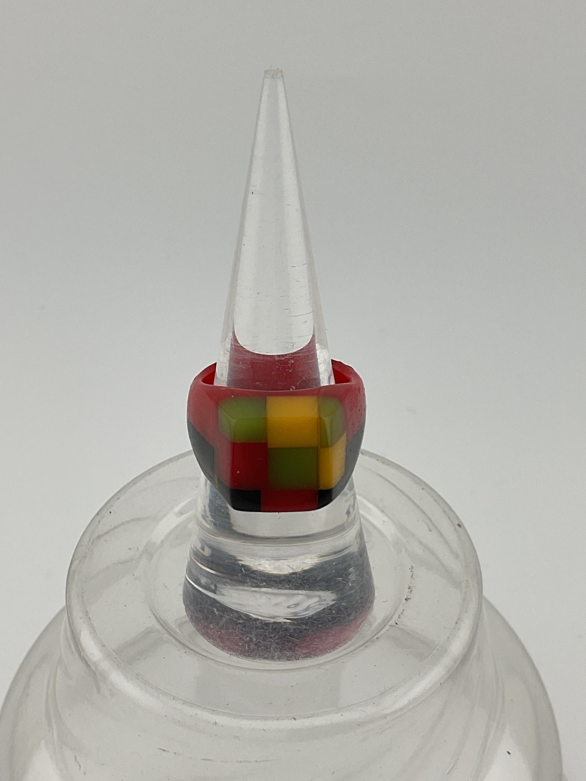 Shultz Bakelite Square Front Ring Multi Colors Si… - image 1