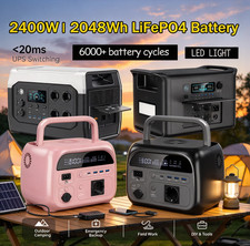 Portable Power Station, 2400W Max AC Output, 2048Wh LiFePO4 Solar Generator