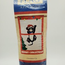 Black  White Christmas Cat In Santa Hat Decorative Flag