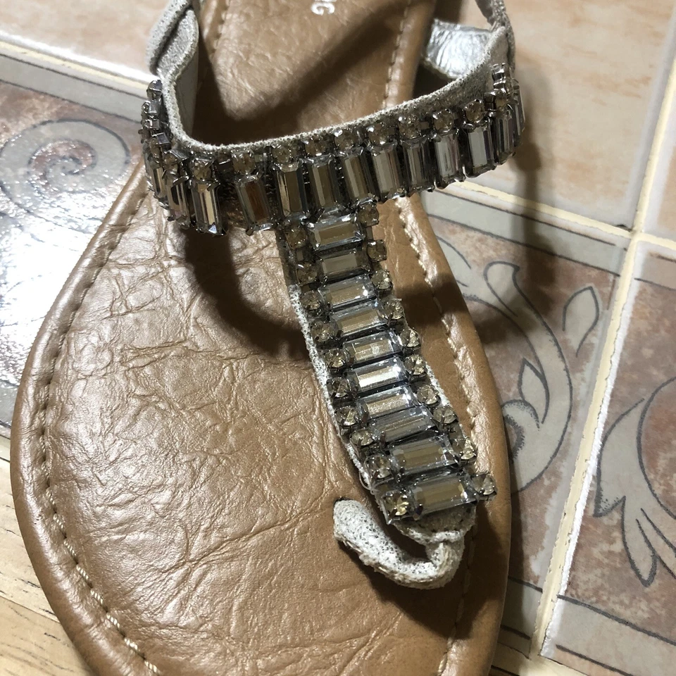 CALL IT SPRING SILVER RHINESTONE EMBELLISHED THONG SANDALS/SZ 6.5/WORN 1 TIME - Image 2 of 4