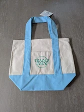 Trader Joe's Blue Pastel Mini Canvas Tote Bag NWT Limited Edition 2025