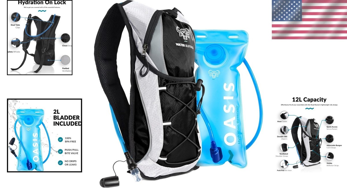 Adjustable Hydration Backpack with 2L Water Bladder Comfortable