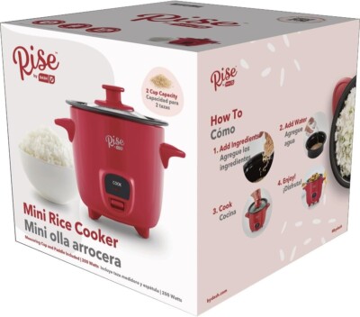 Rise by Dash RRCM100GBRR04 2-Cups Everyday Rice Cooker, Red