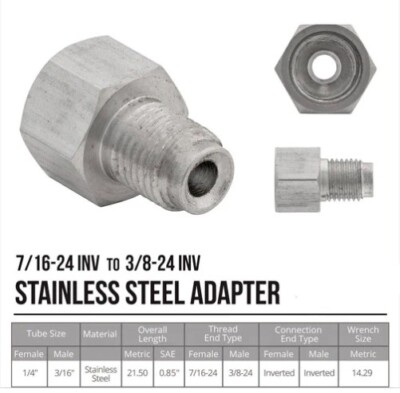 Brake Fittings - 7/16 In.-20 Inverted Flare Fitting Size 1 - Foto 2