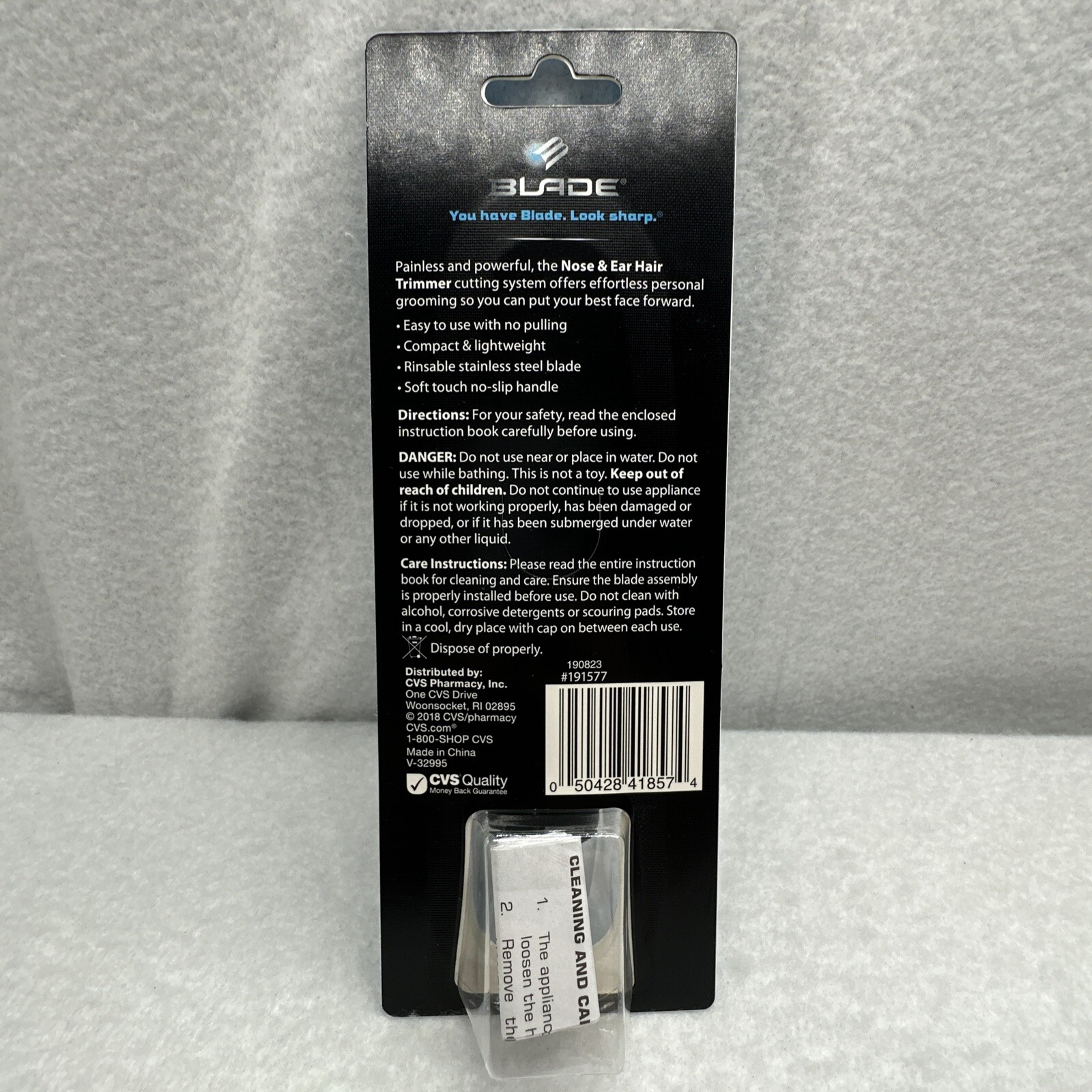 Men's Hair Trimmer Nose and Ear Stainless Steel Blade Requires AA Battery