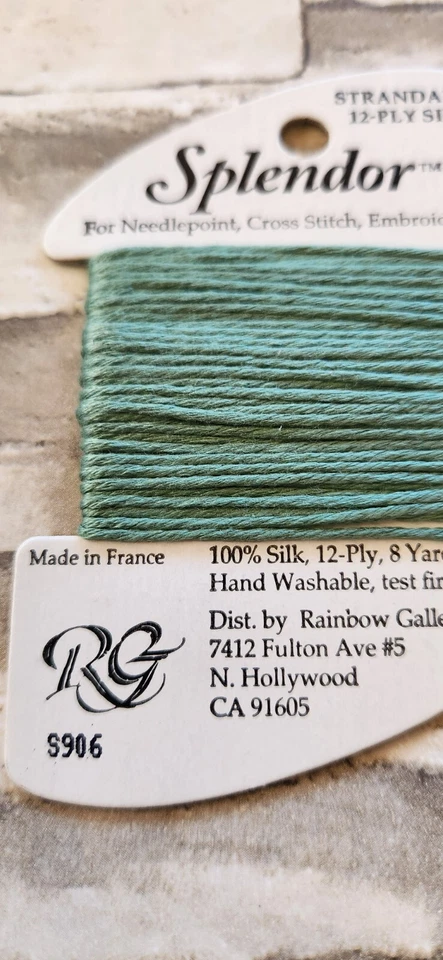 Rainbow Gallery Splendor Medium Pistachio Green 906 100% Silk 8 Yards Needlework - Image 3 of 3