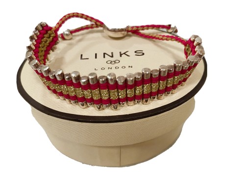 Links Of London Fushia Amp Gold Zig Zag Friendship Bracelet Ebay