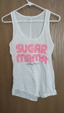 NWOT Lightweight Women's Medium White Sugar Mama Tank Top w/ Advertising