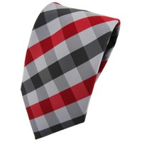 Tigertie Krawatte Rot Dunkelrot Silber Grau Anthrazit Kariert - Tie Binder