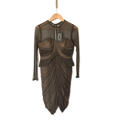 Catherine Deane 100% Silk Mesh Ruched Bustier Cocktail Dress Size M 12  Green | eBay