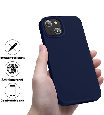 iPhone 13 6.1  Protective Case Cover Liquid Silicone Slim Shockproof NAVY BLUE