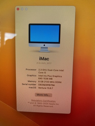 2017 Apple iMac 21.5" VENTURA BASED SOFTWARE PACK - 8GB RAM - 250GB SSD - BOXED - Picture 2 of 7