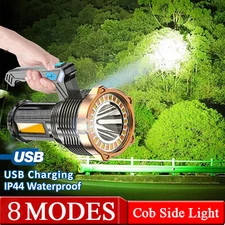 Powerful 22000000LM LED Flashlight Super Bright Torch USB Rechargeable 8 Models
