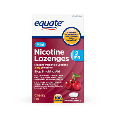 Equate Mini Nicotine Polacrilex Lozenge 2 Mg Cherry Ice Flavor 108 Count