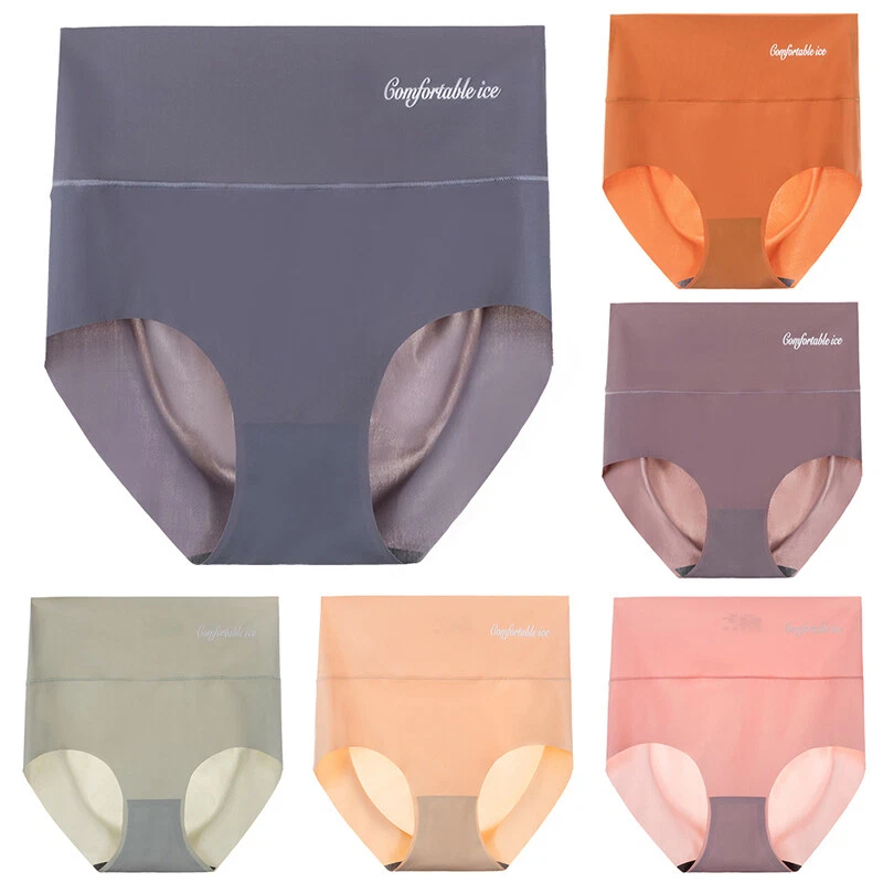 Mujeres Seda Hielo Cintura Alta Damas Ropa Interior Sin Costuras Bragas Calzoncillos Bragas EE. UU.⇓ Foto 2 de 4