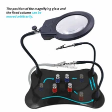 Helping Hand Soldering Stand With Magnifier Magnifying Glass 2 LED white Lights