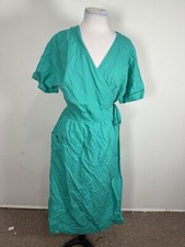 GAP Short Sleeve Wrap-Front Dress in Linen-Cotton Size 14 Tall