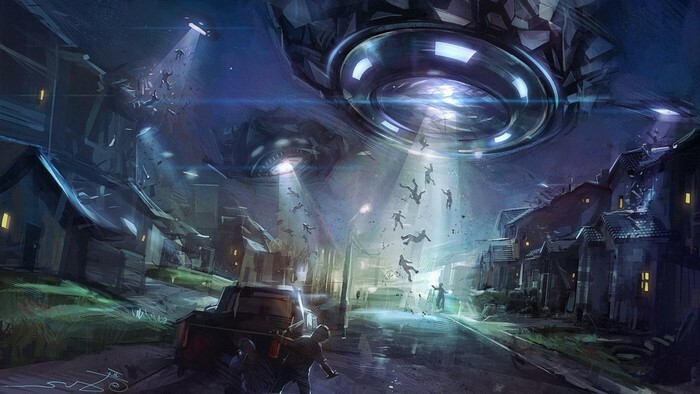 Toile OVNI extraterrestre 50x70 cm pour creer un salon science-fiction