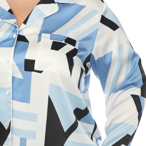 Plus Size Printed Satin Pajama Set - Picture 4 of 32