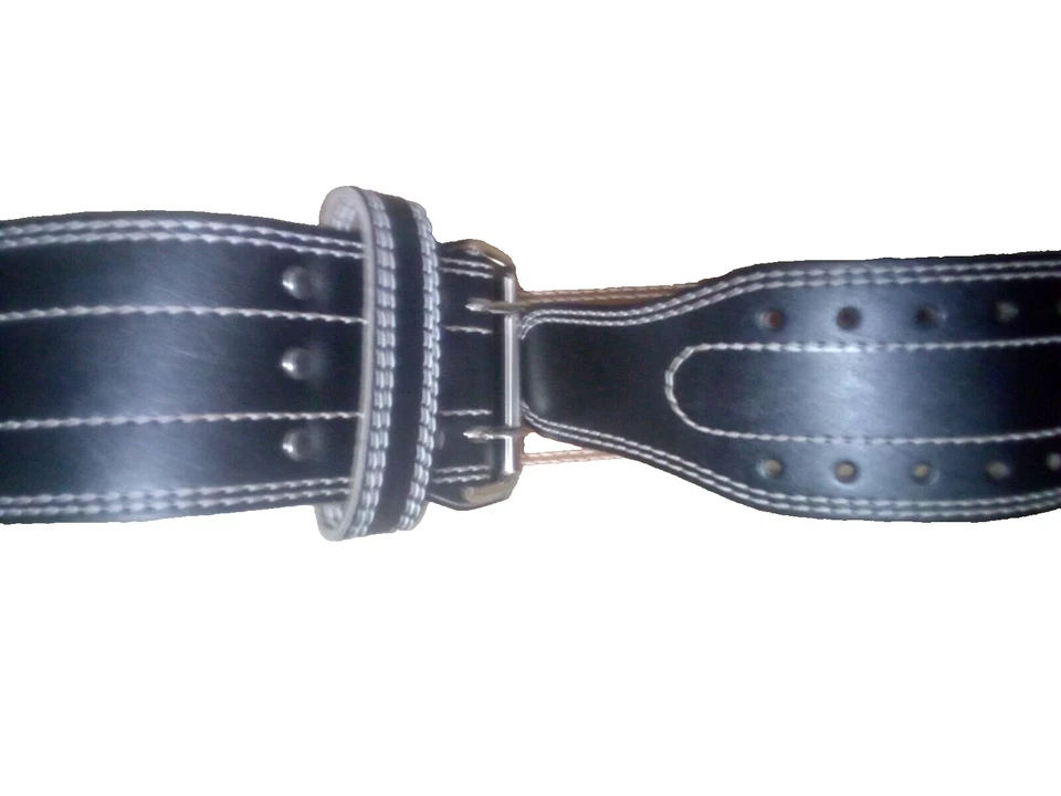 Cinturón de levantamiento de pesas 100 % cuero genuino - tamaño mediano para gimnasio y levantamiento de pesas Foto 2 de 4