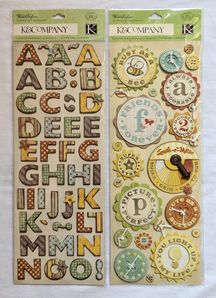 Wild Saffron Chipboard & Embossed Scrapbooking Stickers Lot of 4 by K&Company - Image 3 of 3