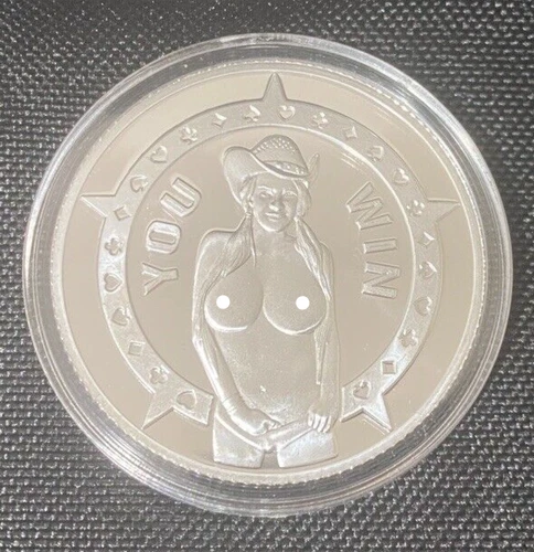Sexy! 1 Troy Oz .999 Silver Art Round Sexy Poker Chip Good Girls HEADS VS TAILS