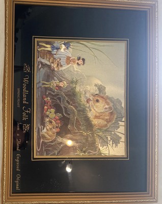 WOODLAND FOLK Kinderzimmer FARBE reflektierendes FOLIENKUNST gerahmtes Bild FRÜHLINGSFEST 17''