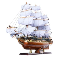 Limited Edition USS Constitution Full Blowing Sails Wood Tall Ship Model 29" New