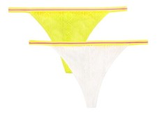 NWT No Boundaries Junior  s 2 Pack Crochet Lace Thong Size XXXL White  Citrus