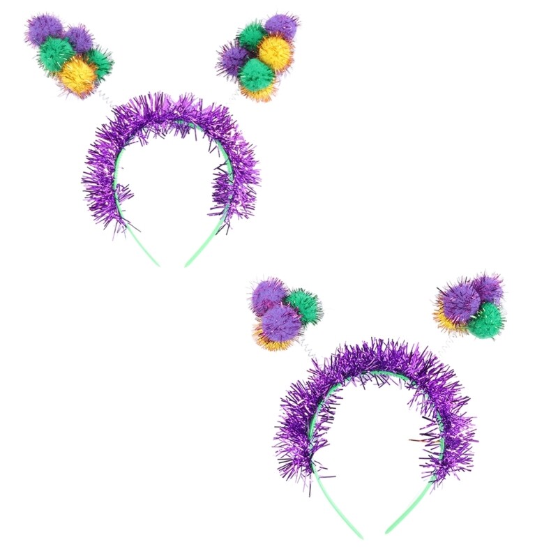 Festival Mardi Gras Pompom Headband for Parties and Gatherings