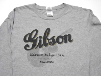 #ad #ad Gibson Guitars T Shirt Long Sleeve Heather Gray Kalamazoo Michigan USA Mens XL $20.00