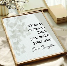 Bruce Springsteen Zitat Druck Wenn es zum Glück kommt Musik Wandbild Geschenk ungerahmt