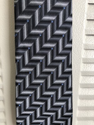 Dockers Tie Black Gray Blue Geometric Silk 58''  x 4'' ~Excellent Used Condition~