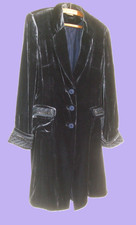 Poetry Silk Velvet Frock Coat Fits 10/12  Dusky Blue, Regency Style,  Belt Back.
