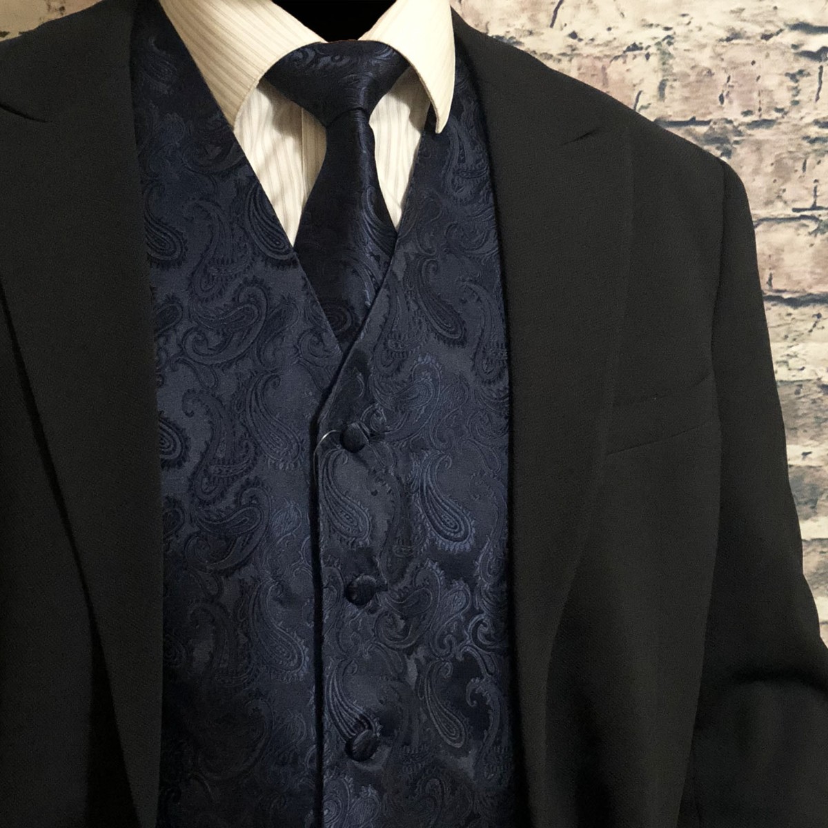 NAVY BLUE XS to 6XL Paisley Tuxedo Suit Dress Vest Waistcoat & Neck tie wedding | eBay NAVY BLUE XS to 6XL Paisley Tuxedo Suit Dress Vest Waistcoat & Neck tie wedding | eBay
