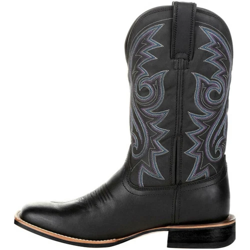 Cowboy Boots Faux Leather Winter Shoes Retro Men Women Boots Embroidered Western - Picture 11 of 19