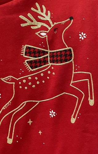 Carters Girls Size 8 Red & Black Reindeer Sweatshirt & Pant Set NWT Christmas - Picture 2 of 6