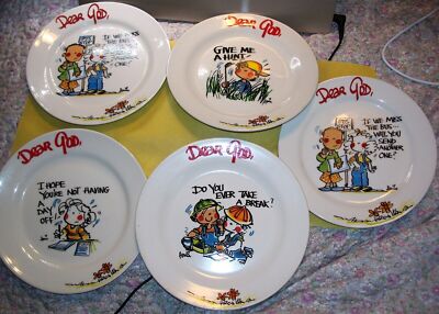 Lot of 5 Dear God 8'' Plates Do You Ever Take A Break? Give Me A Hint NORFOLK
