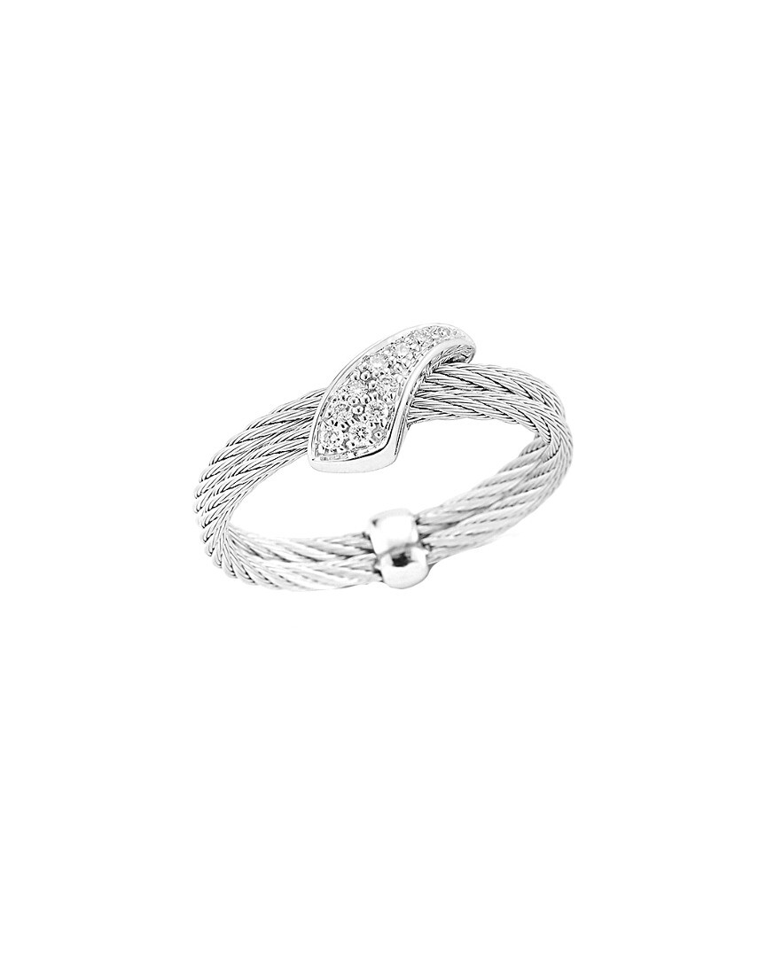 Женское кольцо с бриллиантом Alor Classique 18 Карат и нержавеющей сталью 0,16 Карат с двумя бриллиантами 6,5