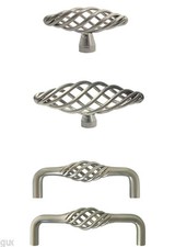 Satin Nickel Birdcage Kitchen Cabinet Drawer Knobs Pulls 60 76 96mm