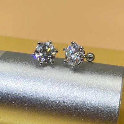 0,8ct Ohrringe Weißgold Diamant Testpass Laborgefertigt VVS1/D/Top