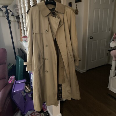 Stafford Men’s Tan Double lined Trench Coat 44 Regular