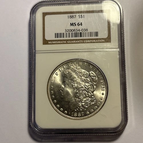 (1) one 1887 Morgan Silver Dollar $1 PCGS MS64 140yrs Old!!