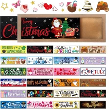 Barydat Interchangeable Season Sign Welcome Wood Multicolor